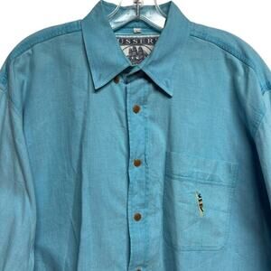 Men's Blue Green Pusser's Oxford Blues Long Sleeve Button Up 100% Cotton Shirt L